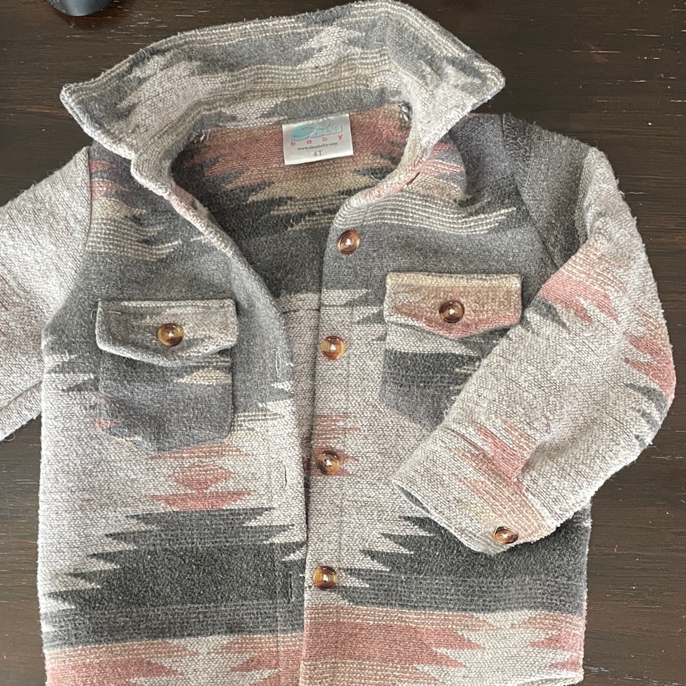 Cozy Kids Patterned Jacket - Gray and Pink